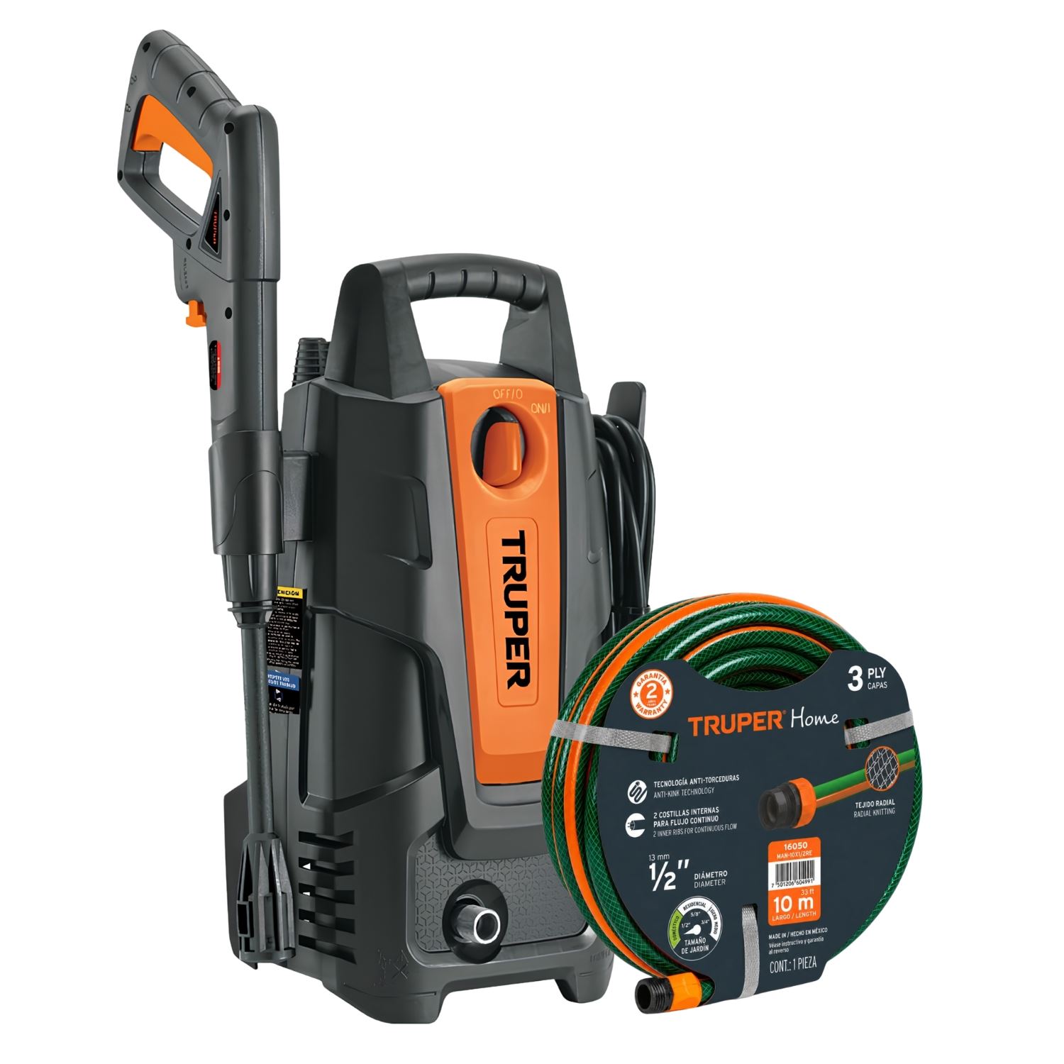 Hidrolavadora Portatil Truper 1500 PSI + Manguera 10 metros
